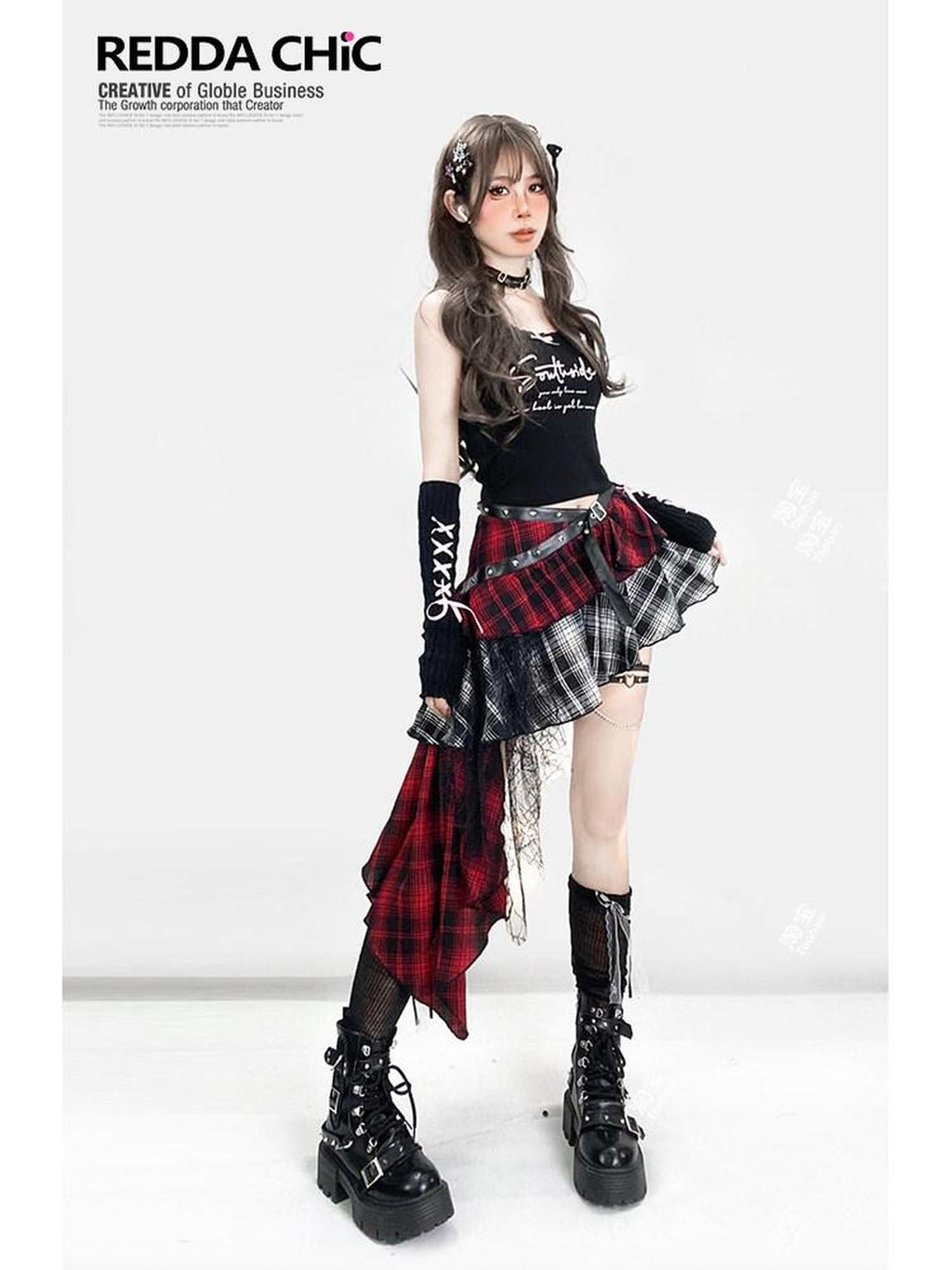 REDDACHIC Black Lace Letter Print Short Slim Sleeve Set Women'S Camisoles