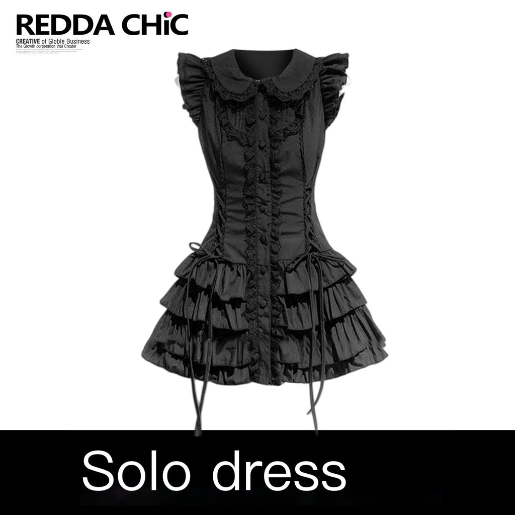 REDDACHIC_Black_Layered_Cake_Skirt_Embellished_Slim_Fit_Petite_Women'S_Mini_Dresses_MISSTT