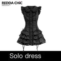 REDDACHIC_Black_Layered_Cake_Skirt_Embellished_Slim_Fit_Petite_Women'S_Mini_Dresses_MISSTT