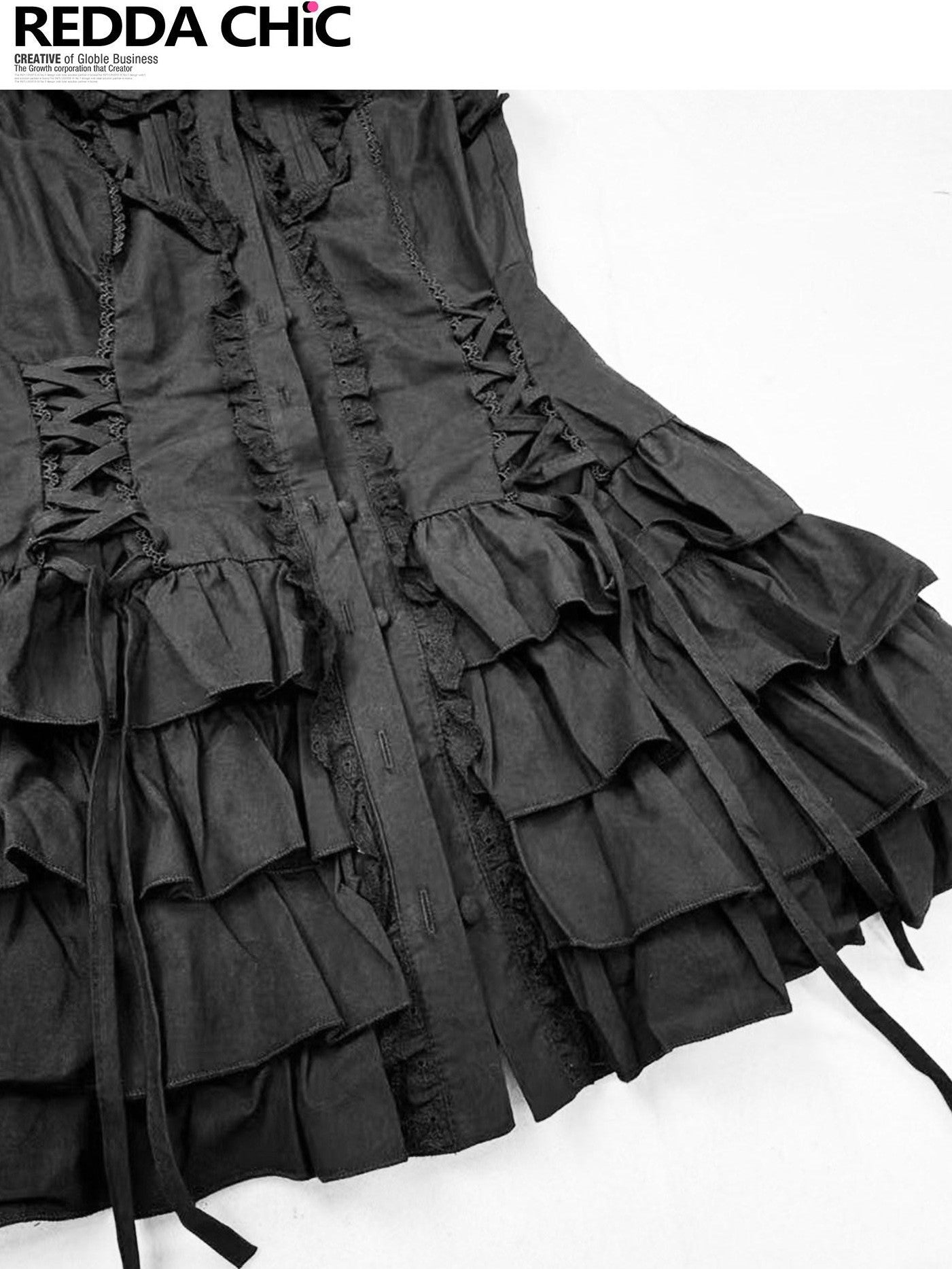 REDDACHIC Black Layered Cake Skirt Embellished Slim Fit Petite Women'S Mini Dresses