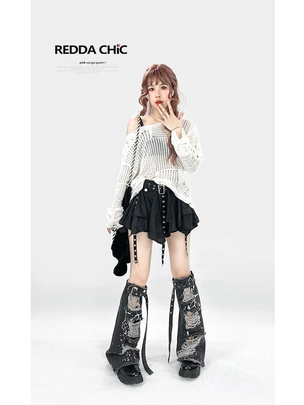 REDDACHIC Black Pleated Asymmetric Ruffle Ribbon High Waist Aline Women'S Mini Skirts