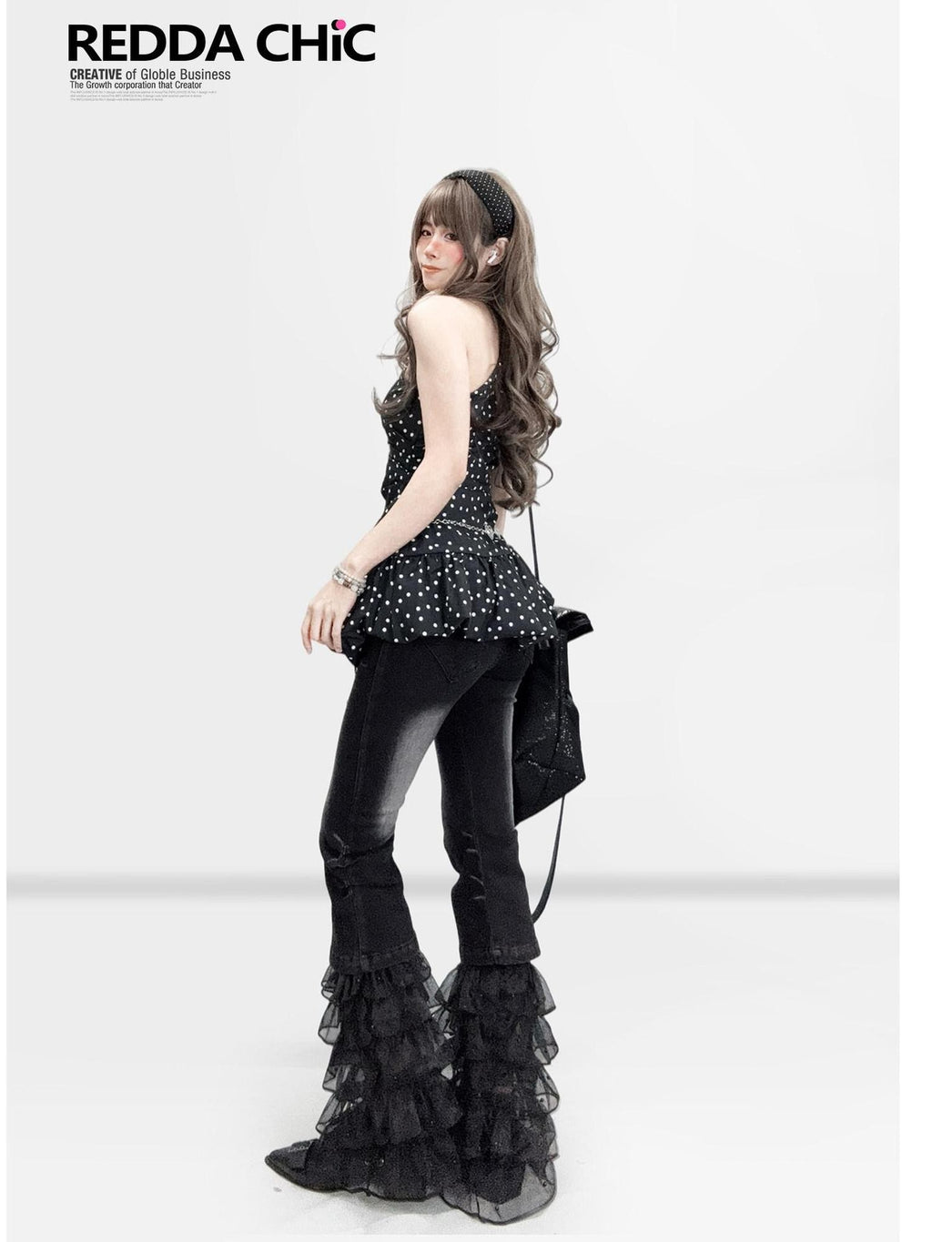 REDDACHIC Black Polka Dot One Shoulder Cinched Waist Fitted Women'S Mini Dresses