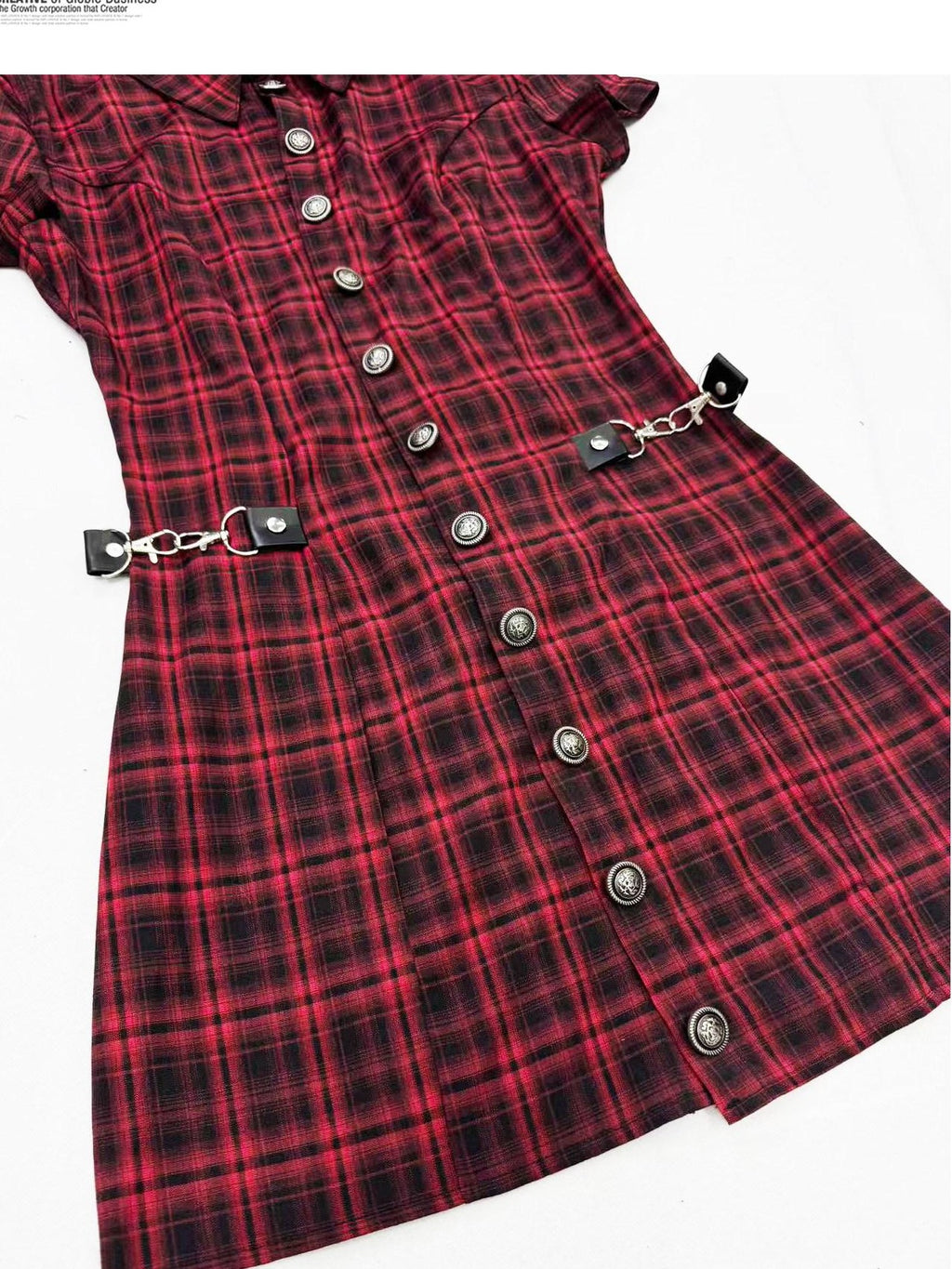 REDDACHIC Black Red Gothic Buttoned Collar Bodycon Slim Women'S Cotton Blend Mini Skirts