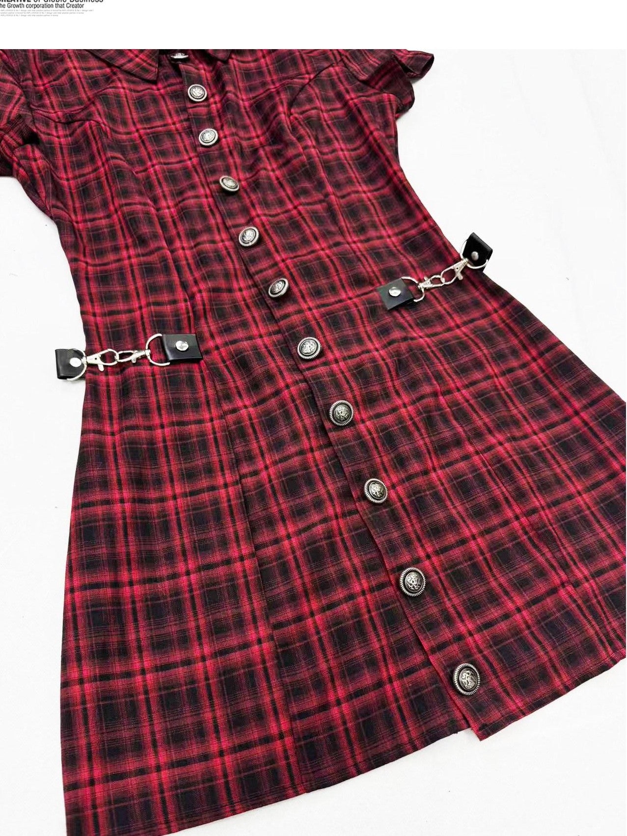 REDDACHIC Black Red Gothic Buttoned Collar Bodycon Slim Women'S Cotton Blend Mini Skirts