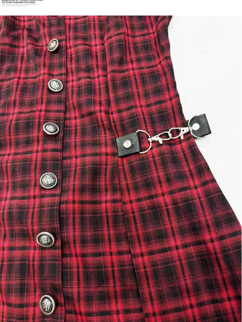 REDDACHIC Black Red Gothic Buttoned Collar Bodycon Slim Women'S Cotton Blend Mini Skirts