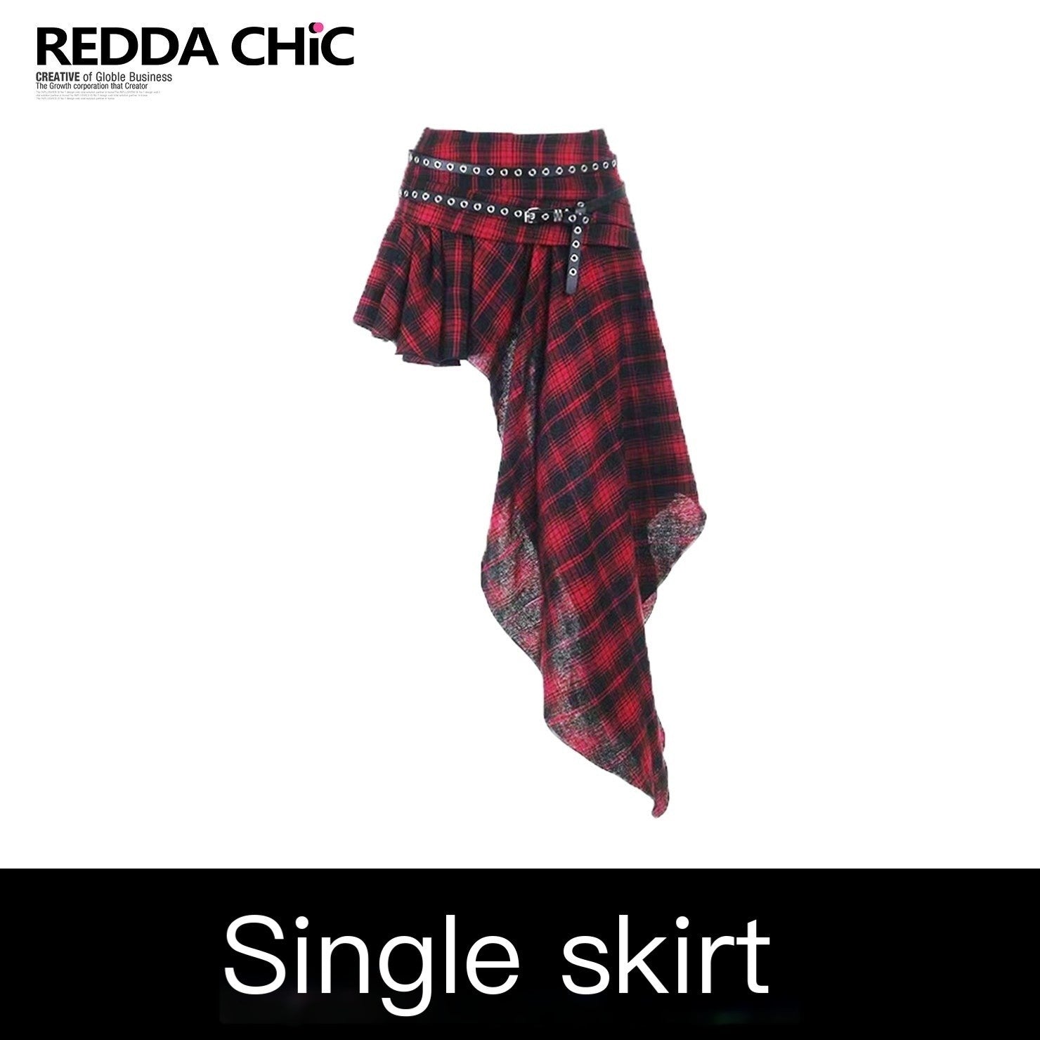 REDDACHIC_Black_Red_Plaid_Patchwork_Asymmetric_Ruffle_Punk_Women'S_Polyester_Midi_Skirts_MISSTT