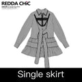 REDDACHIC_Black_Striped_Gothic_Fitted_Lantern_Sleeve_Collared_Women'S_Lace_Mini_Dresses_MISSTT