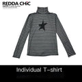 REDDACHIC_Black_Striped_High_Neck_Gothic_Slim_Women'S_Long_Sleeve_T-Shirts_MISSTT