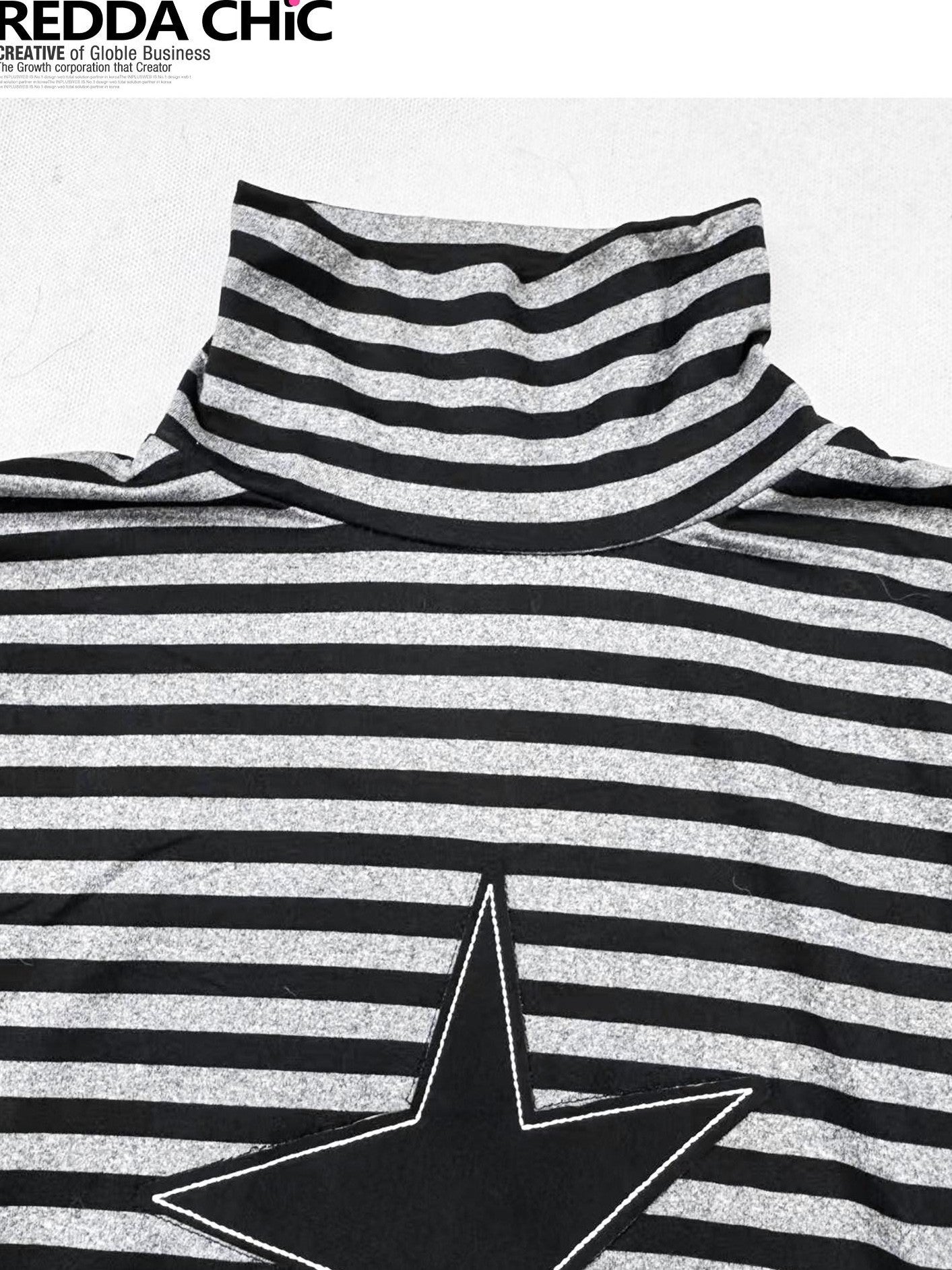 REDDACHIC Black Striped High Neck Gothic Slim Women'S Long Sleeve T-Shirts