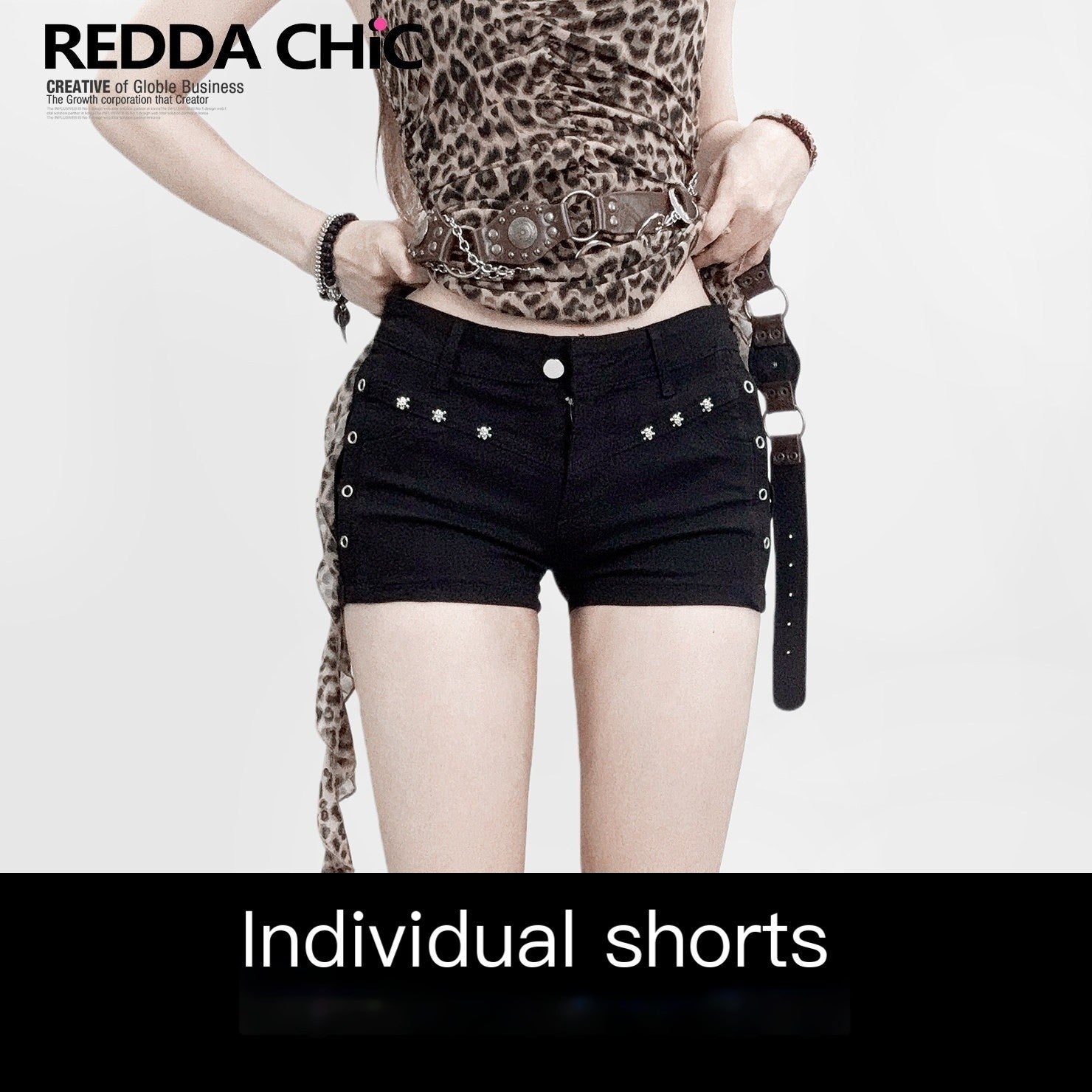 REDDACHIC_Black_Studded_Beaded_Rivet_American_Straight_Natural_Waist_Women'S_Denim_Shorts_MISSTT