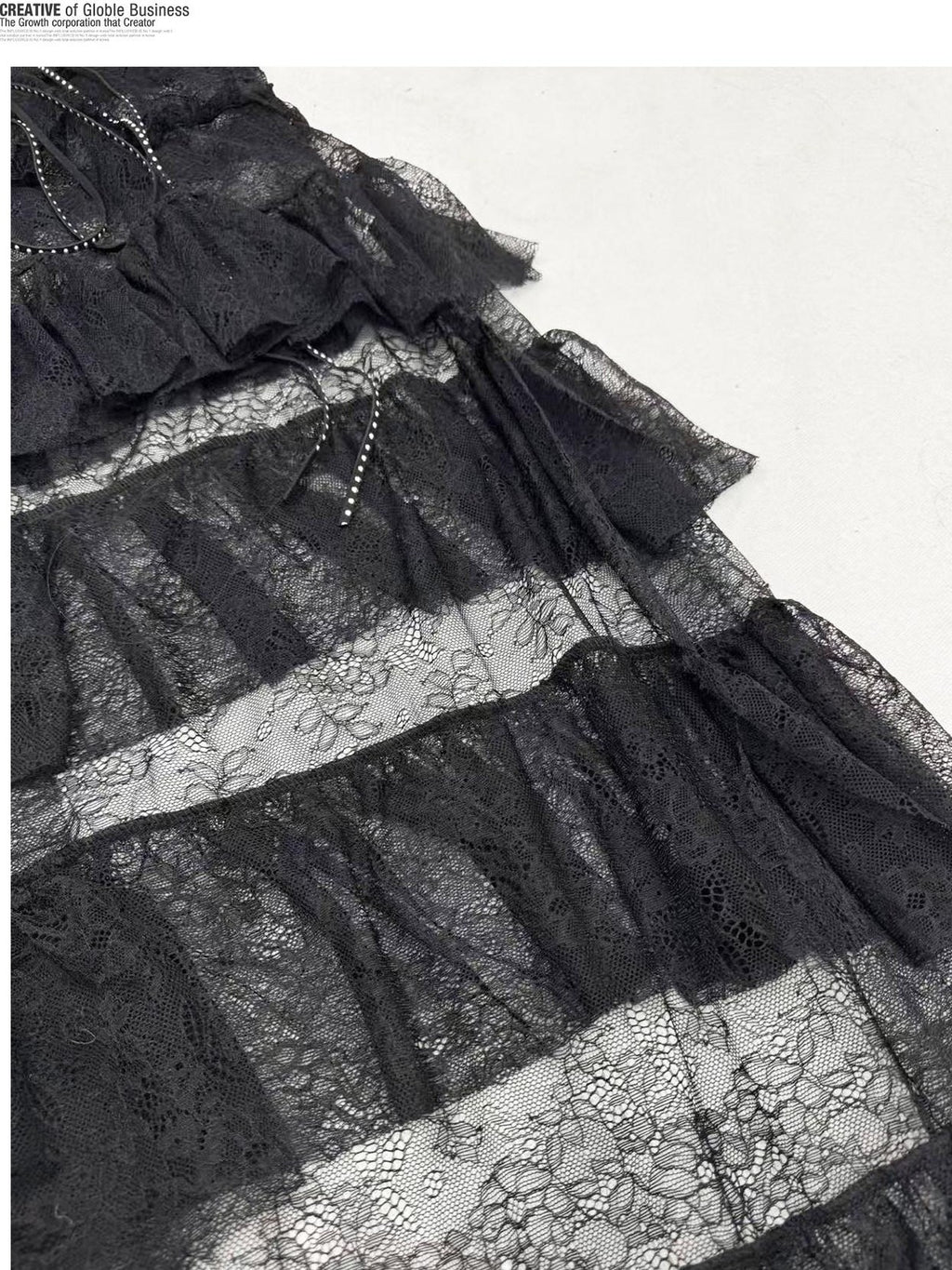 REDDACHIC Black Tiered Cake Lace Spaghetti Strap Women'S Composite Lace Slip Mini Dresses