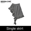 REDDACHIC_Black_White_Check_Asymmetric_Ruffle_A_Line_Women'S_Cotton_Polyester_Midi_Skirts_MISSTT