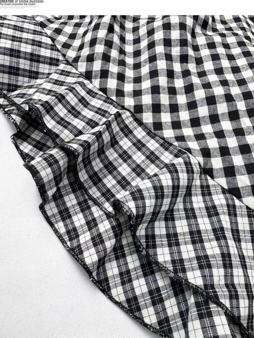 REDDACHIC Black White Check Asymmetric Ruffle A Line Women'S Cotton Polyester Midi Skirts