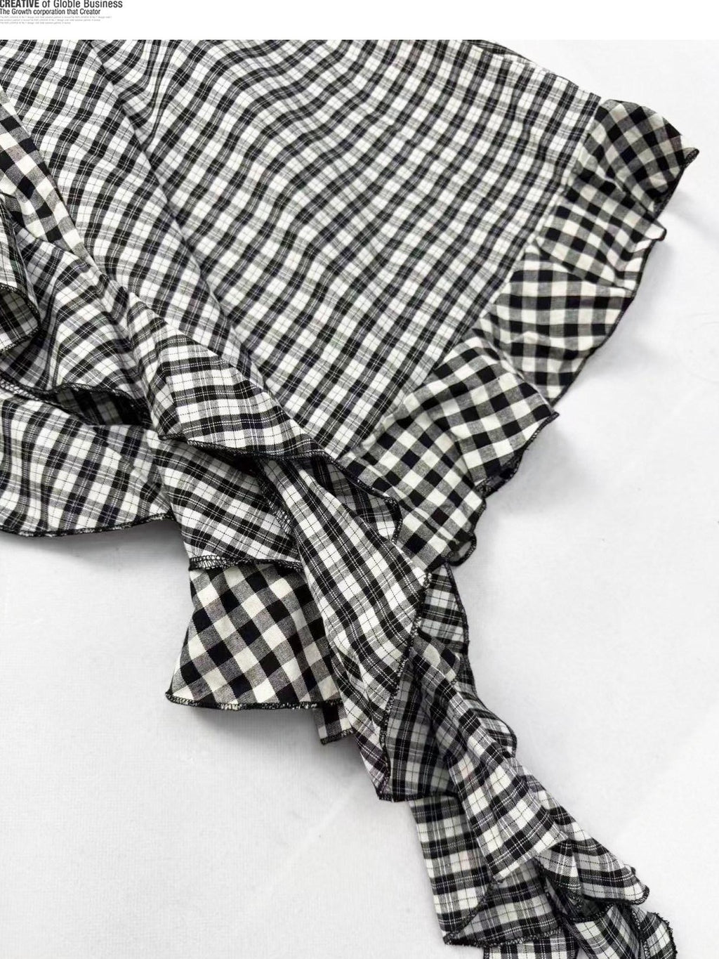 REDDACHIC Black White Check Asymmetric Ruffle A Line Women'S Cotton Polyester Midi Skirts
