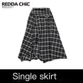 REDDACHIC_Black_White_Checkered_Asymmetric_Split_A_Line_Patchwork_Women'S_Maxi_Skirts_MISSTT