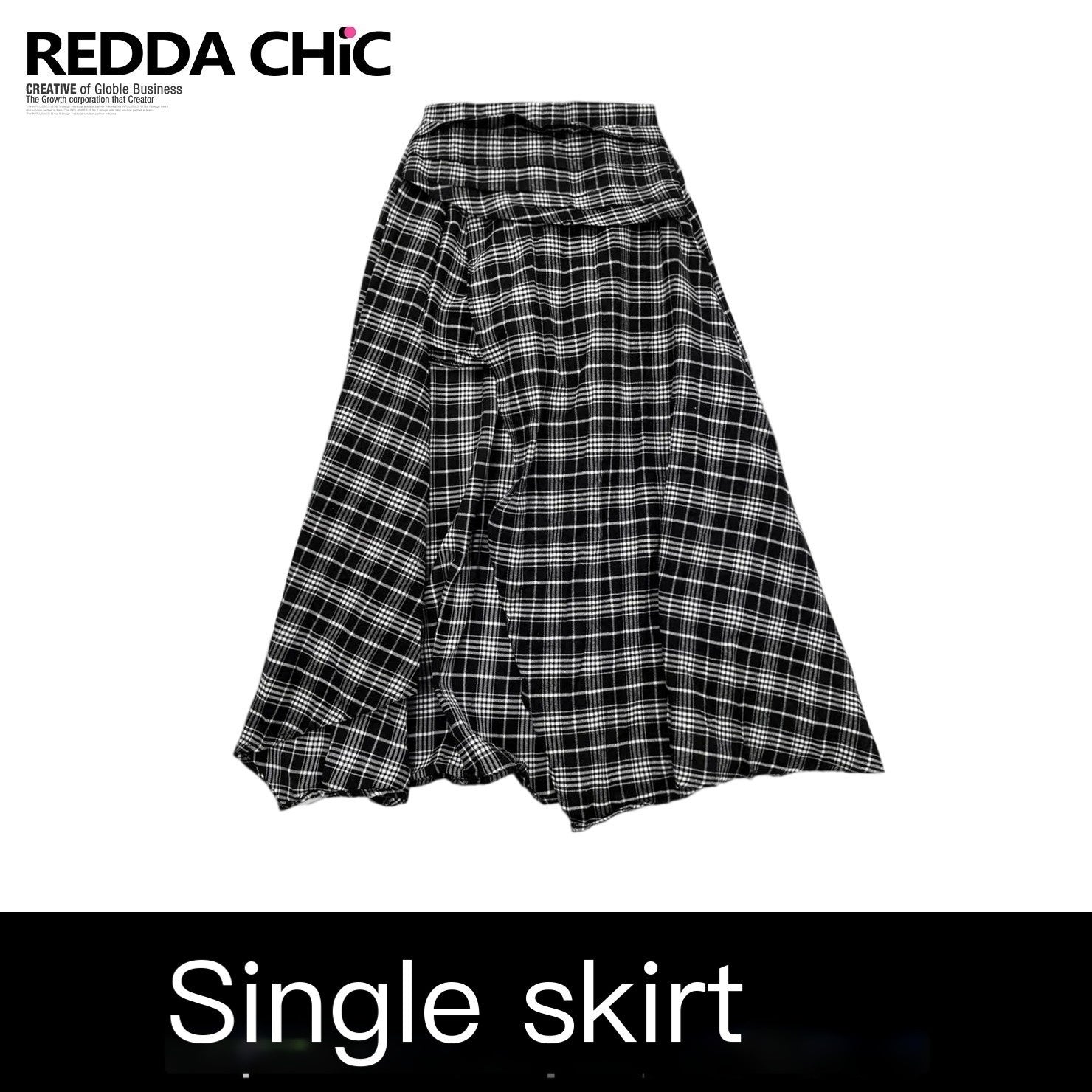REDDACHIC_Black_White_Checkered_Asymmetric_Split_A_Line_Patchwork_Women'S_Maxi_Skirts_MISSTT