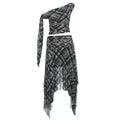 REDDACHIC_Black_White_Plaid_Asymmetric_A_Line_Crop_Tank_Women'S_Mesh_Top_&_Skirt_Sets_MISSTT