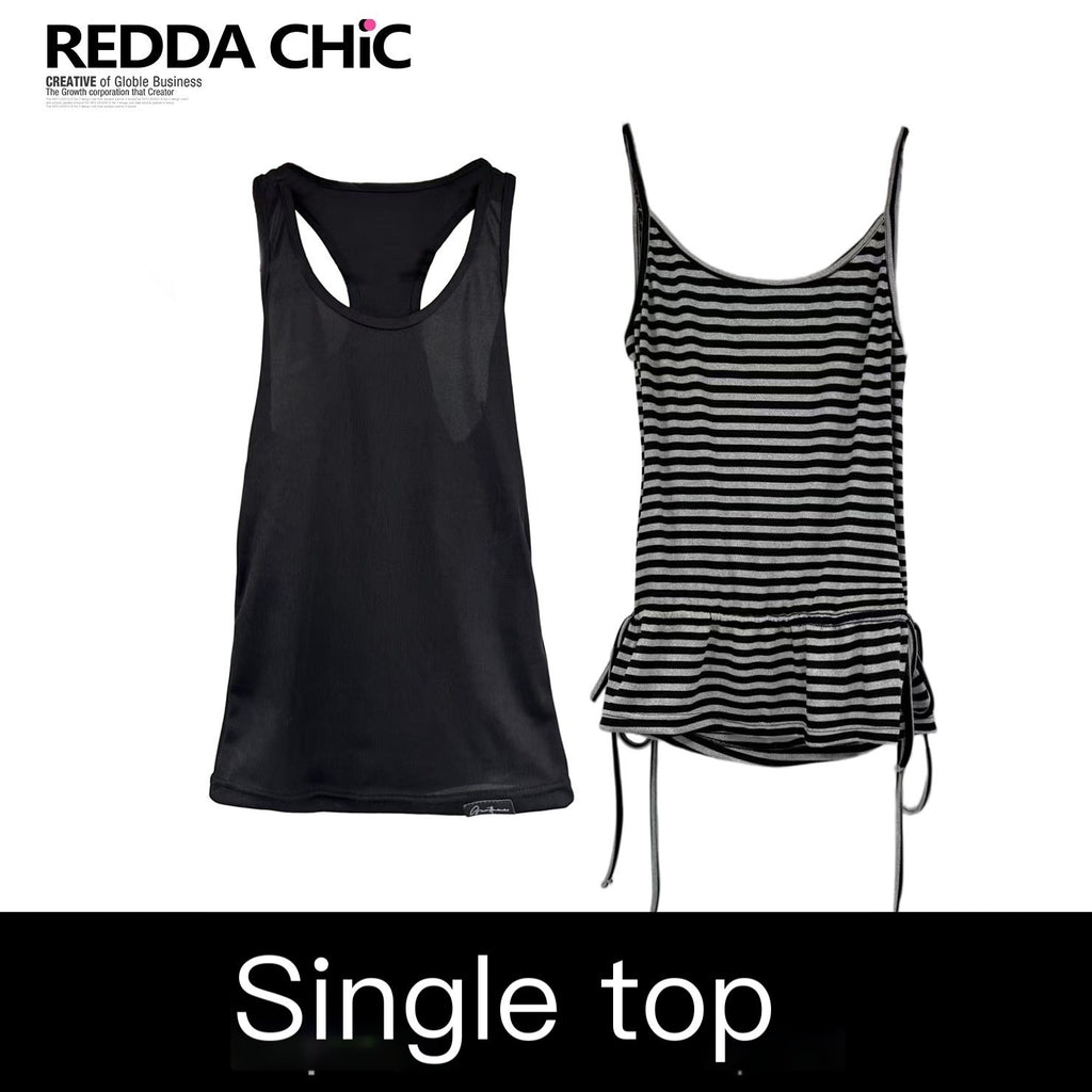 REDDACHIC_Black_White_Striped_Y2K_Casual_Loose_Sleeveless_Women'S_Camisoles_MISSTT
