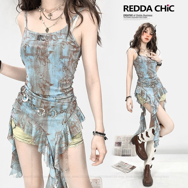 REDDACHIC_Blue_Handpainted_Asymmetric_Ruffle_Ribbon_Strappy_Y2K_Women'S_Slip_Midi_Dresses_MISSTT
