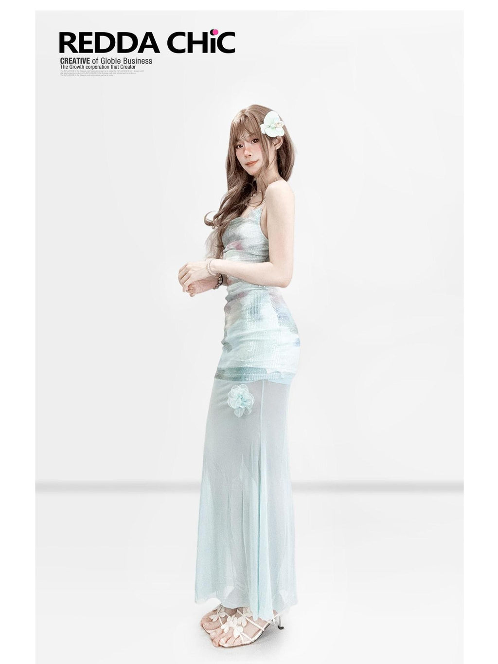 REDDACHIC Blue Ombre Sequin Layered Strappy Bodycon Women'S Slip Maxi Dresses
