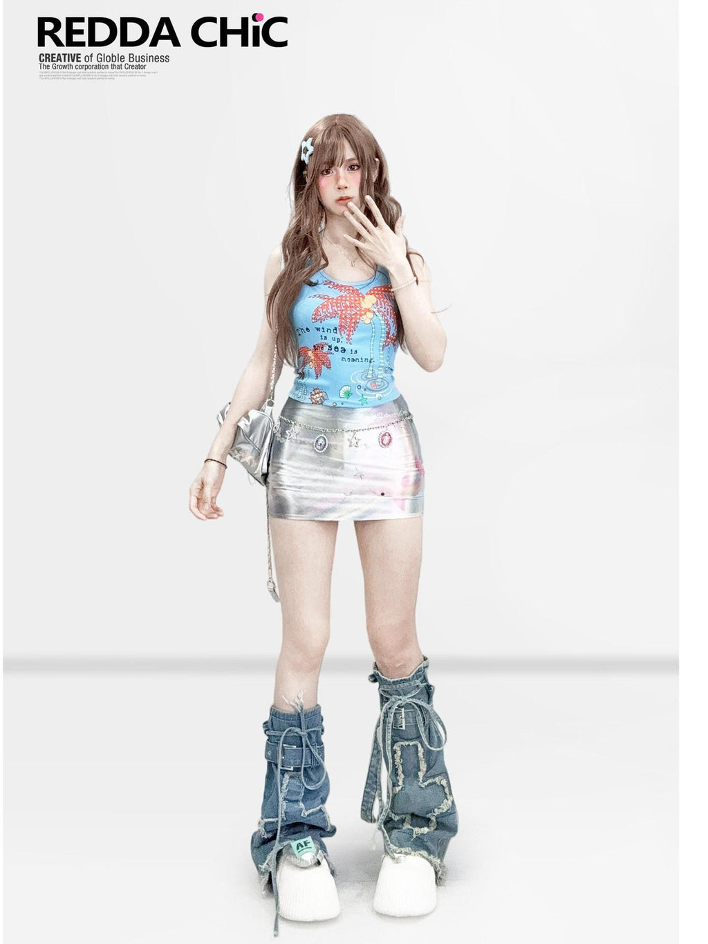 REDDACHIC Blue Plaid Bow Print Halter Neck Women'S Cropped Slim Tank Tops