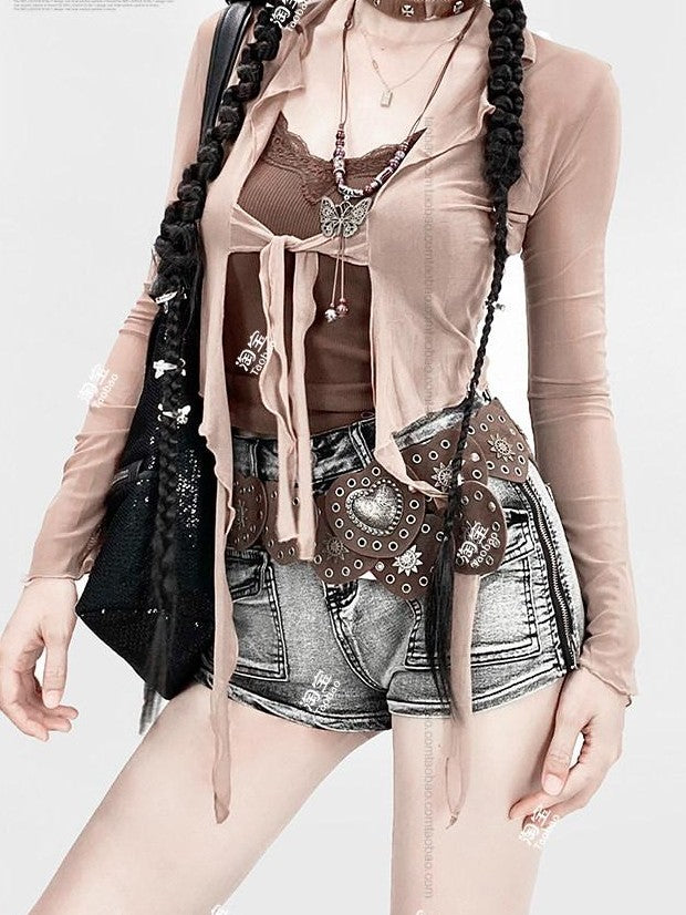 REDDACHIC Brown Lace Solid Built In Pad Slim Fit Women'S Knitted Camisoles
