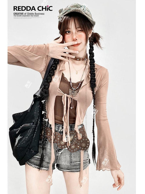 REDDACHIC Brown Lace Solid Built In Pad Slim Fit Women'S Knitted Camisoles