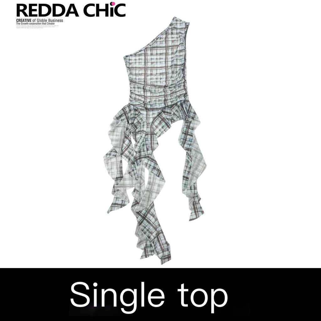 REDDACHIC_Checked_Asymmetric_Shoulder_Ruffle_Cinched_Waist_Women'S_Mesh_Tank_Tops_MISSTT