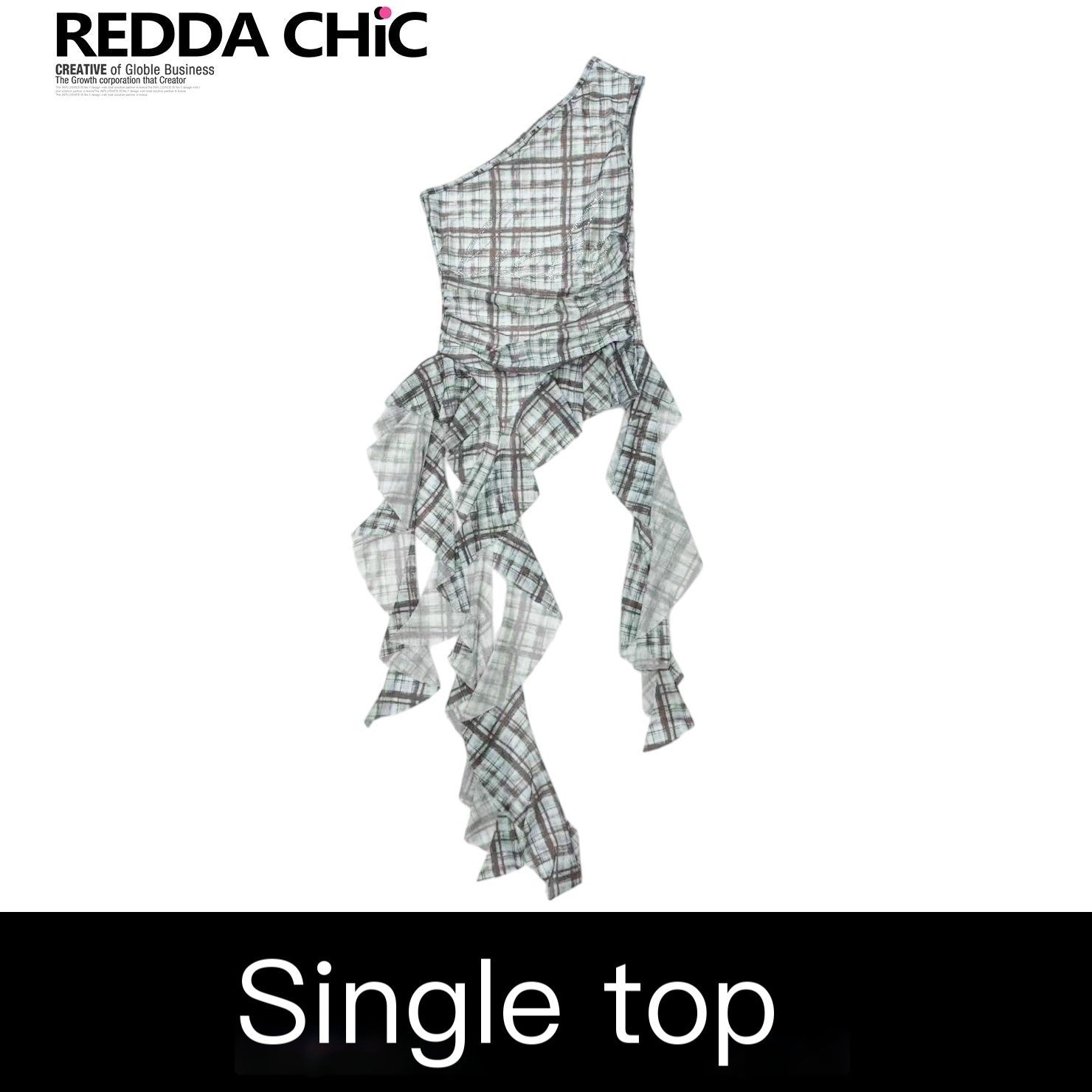 REDDACHIC_Checked_Asymmetric_Shoulder_Ruffle_Cinched_Waist_Women'S_Mesh_Tank_Tops_MISSTT