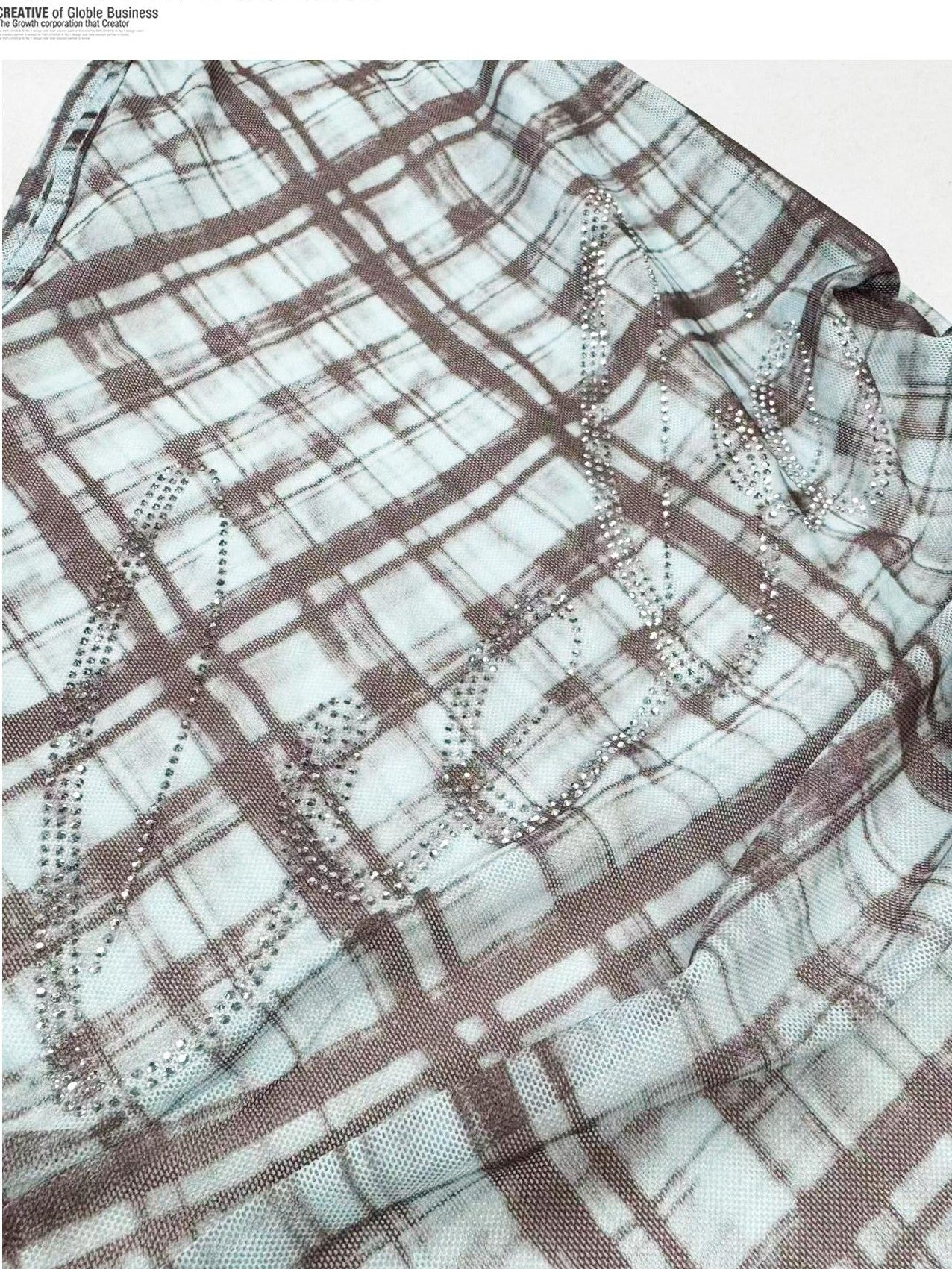 REDDACHIC Checked Asymmetric Shoulder Ruffle Cinched Waist Women'S Mesh Tank Tops
