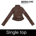 REDDACHIC_Coffee_Retro_Tie_Dye_Gradient_Cinched_Waist_Women'S_Derong_Long_Sleeve_T-Shirts_MISSTT