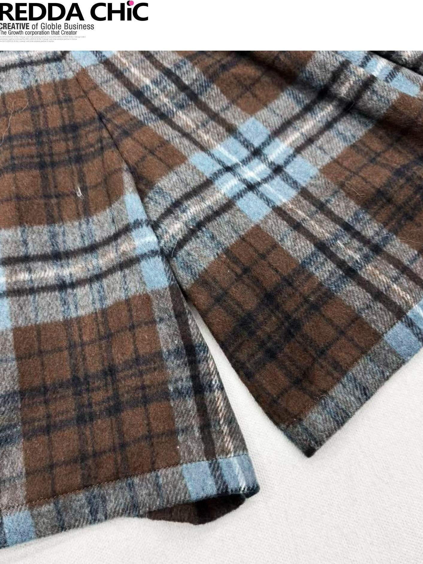 REDDACHIC Colorblock Plaid A Line High Waist Women'S Wool Blend Mini Skirts