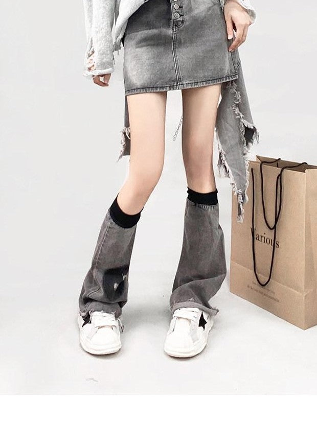 REDDACHIC Cyberpunk Asymmetric Ruffle Pocket High Waisted A Line Women'S Denim Midi Skirts