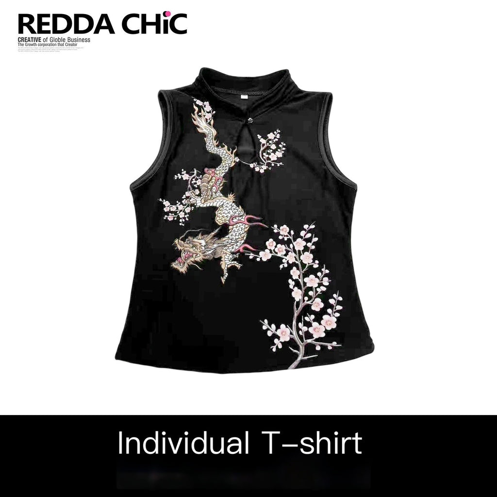 REDDACHIC_Dark_Cheongsam_Inspired_Floral_Stand_Collar_Slim_Women'S_Mesh_Midi_Dresses_MISSTT