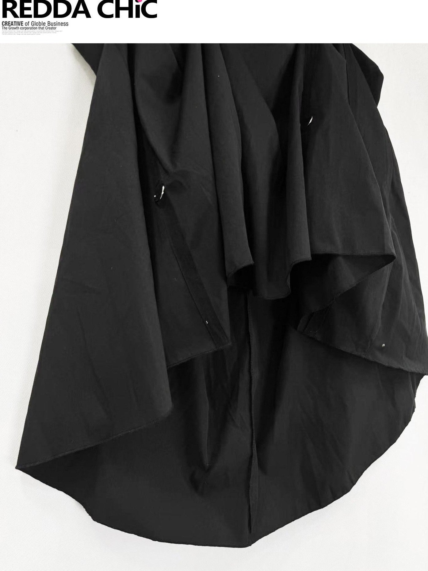 REDDACHIC Dark Gothic Asymmetric Ruffle Patchwork A Line Women'S Midi Skirts