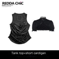REDDACHIC_Dark_Gothic_Cutout_Cross_Padded_Bust_Vest_Slim_Fit_Women'S_Short_Sleeve_T-Shirts_MISSTT