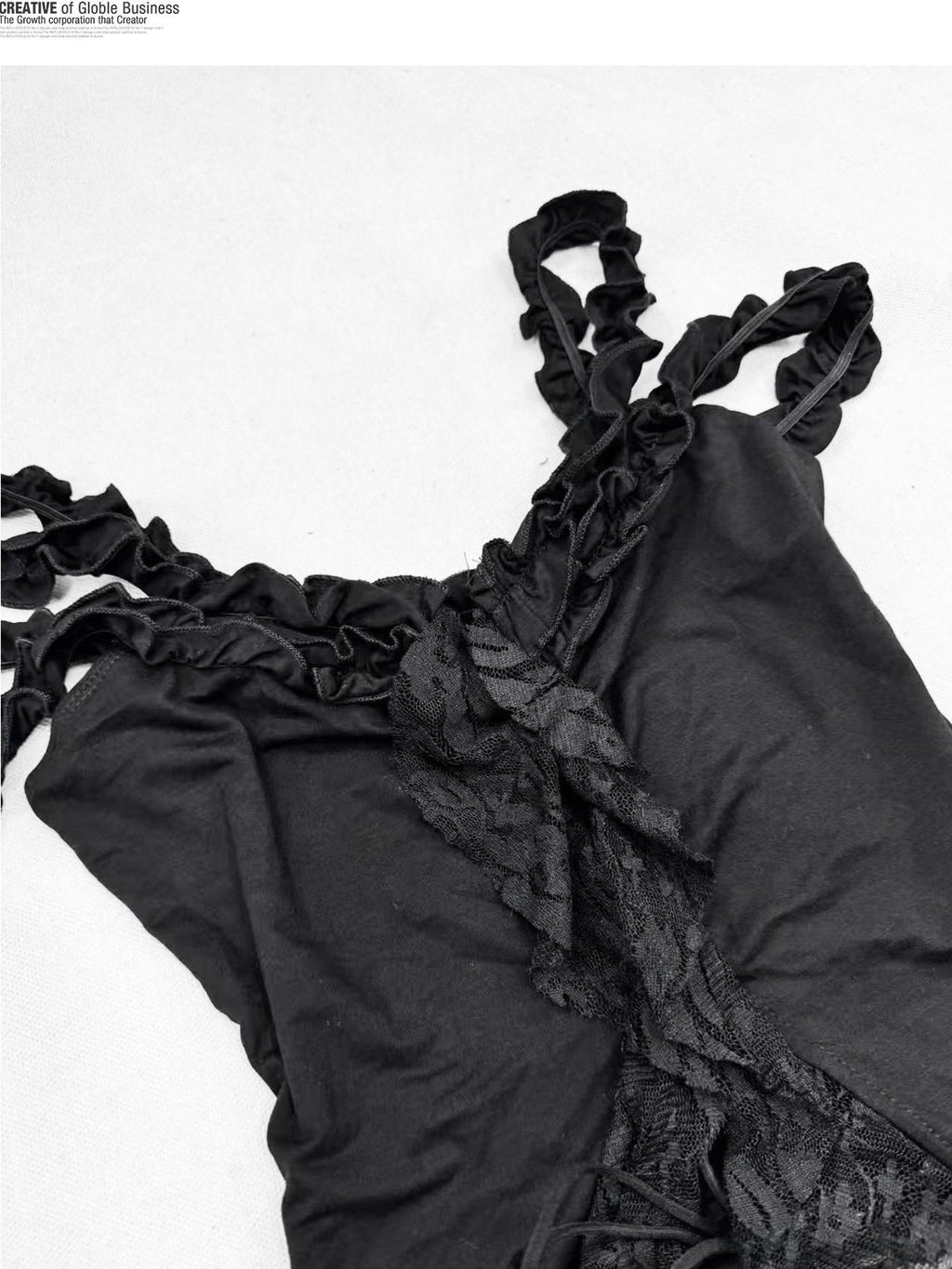 REDDACHIC Dark Gothic Irregular Ruffle V-neck Tie Waist Women'S Lace Slip Mini Dresses