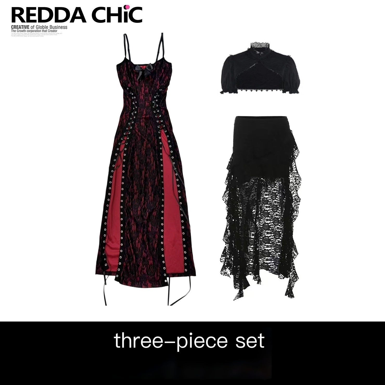 REDDACHIC_Dark_Gothic_Lace_Slit_Bodycon_Spaghetti_Strap_Women'S_Polyester_Maxi_Dresses_MISSTT
