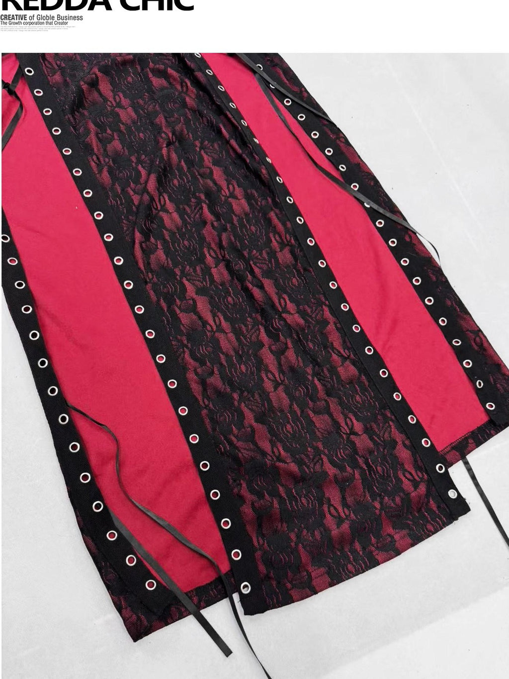 REDDACHIC Dark Gothic Lace Slit Bodycon Spaghetti Strap Women'S Polyester Maxi Dresses