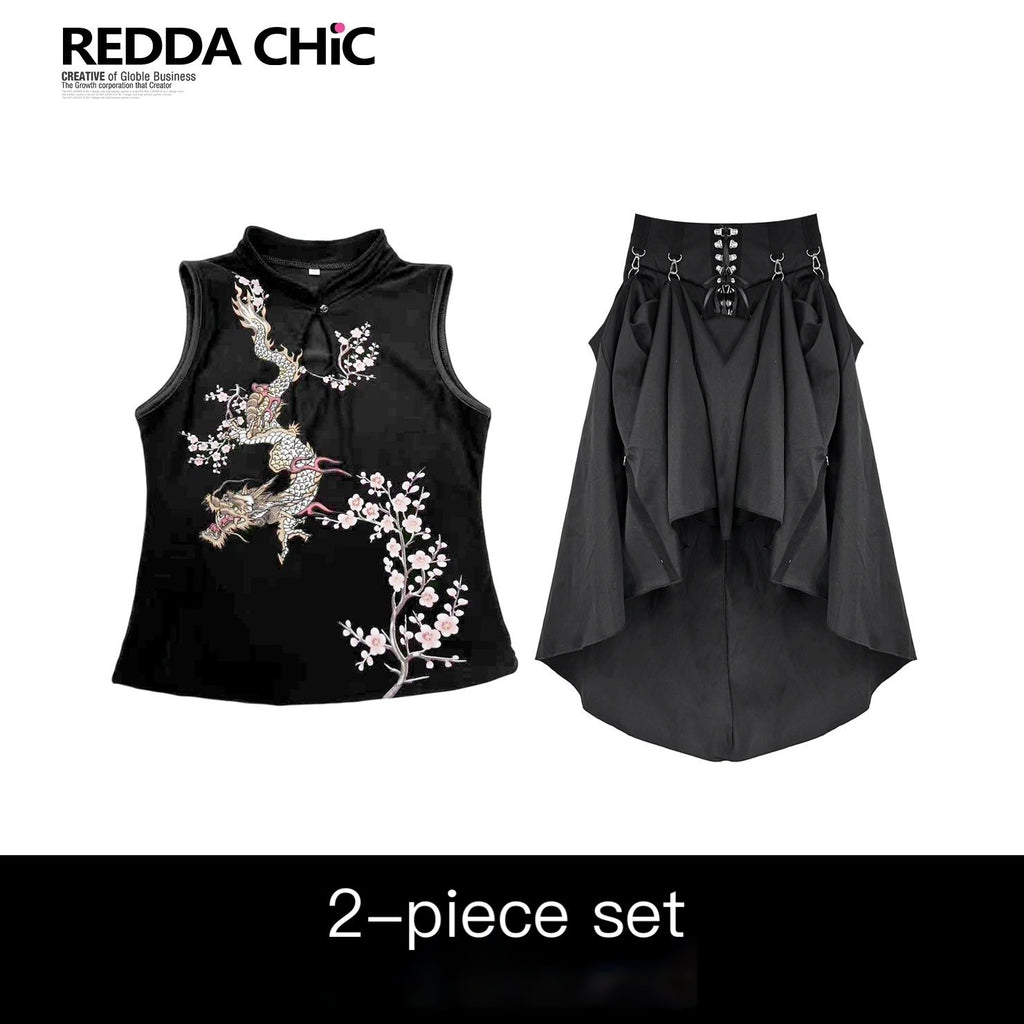 REDDACHIC_Dark_Gothic_Printed_Cheongsam_Sleeveless_Slim_Women'S_Two_Piece_Midi_Dresses_MISSTT