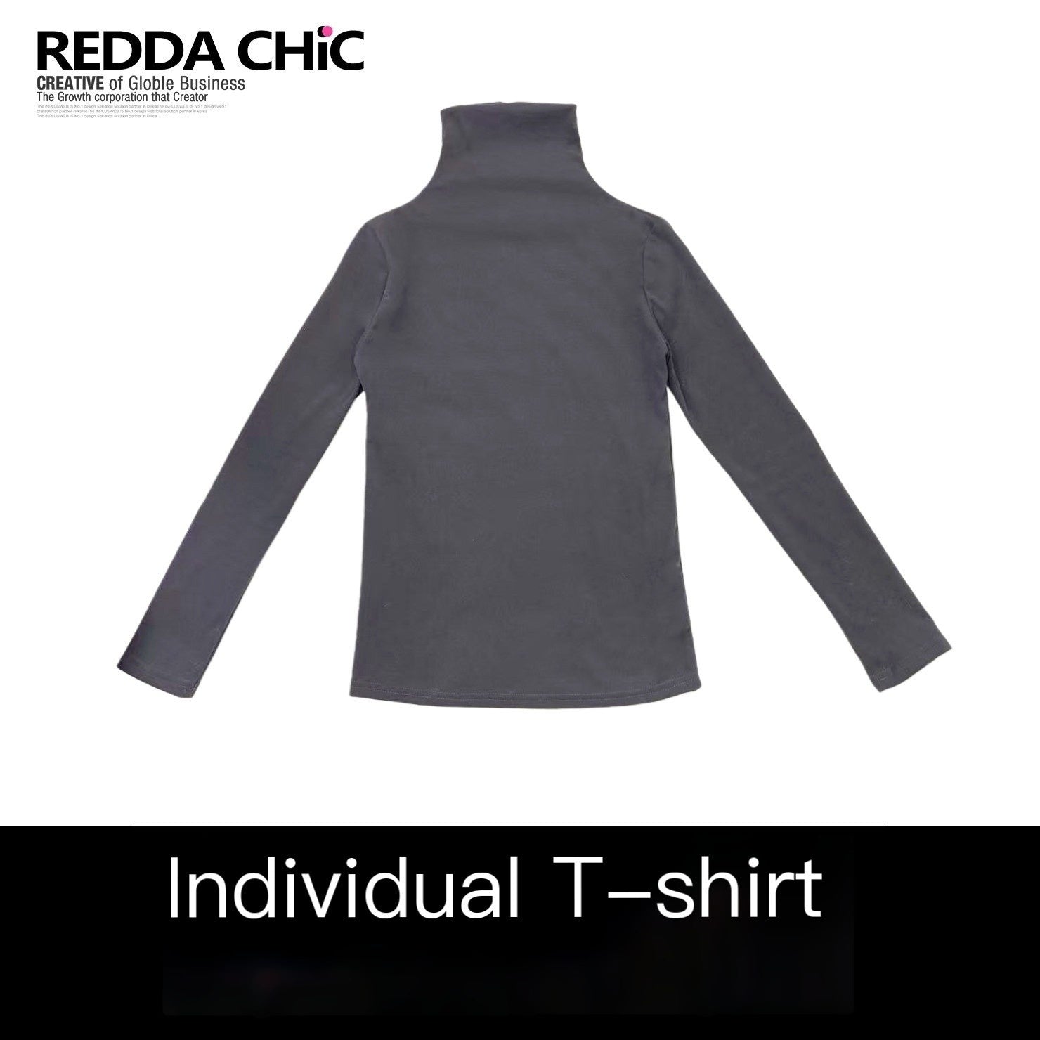 REDDACHIC_Dark_Gray_High_Neck_Slim_Y2K_Vintage_Women'S_Derong_Fleece_Long_Sleeve_T-Shirts_MISSTT