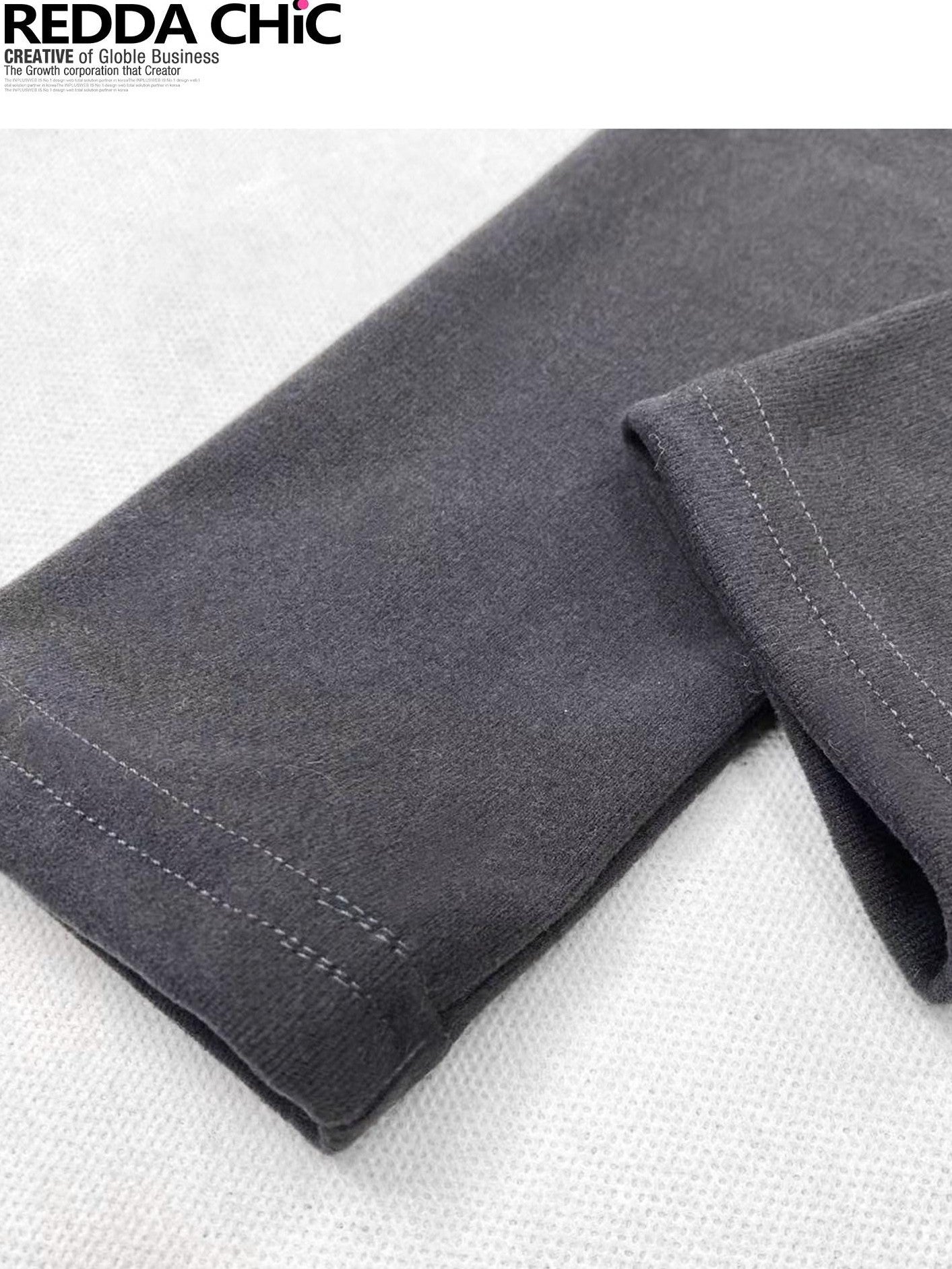 REDDACHIC Dark Gray High Neck Slim Y2K Vintage Women'S Derong Fleece Long Sleeve T-Shirts