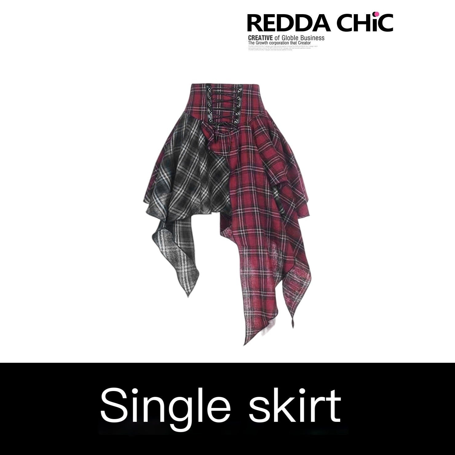 REDDACHIC_Dark_Red_Plaid_Asymmetric_Ruffle_High_Waist_A_Line_Patchwork_Women'S_Midi_Skirts_MISSTT