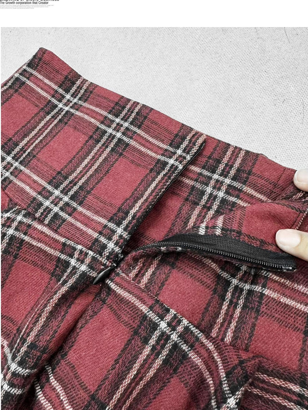 REDDACHIC Dark Red Plaid Asymmetric Ruffle High Waist A Line Patchwork Women'S Midi Skirts