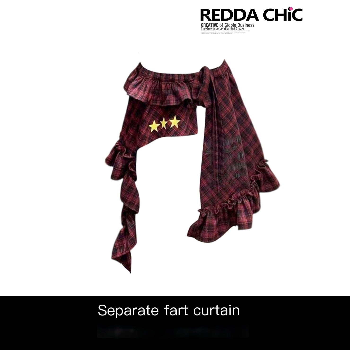 REDDACHIC_Dark_Red_Plaid_Subculture_Rear_Flap_Irregular_Wide_Leg_Women'S_Denim_Shorts_MISSTT