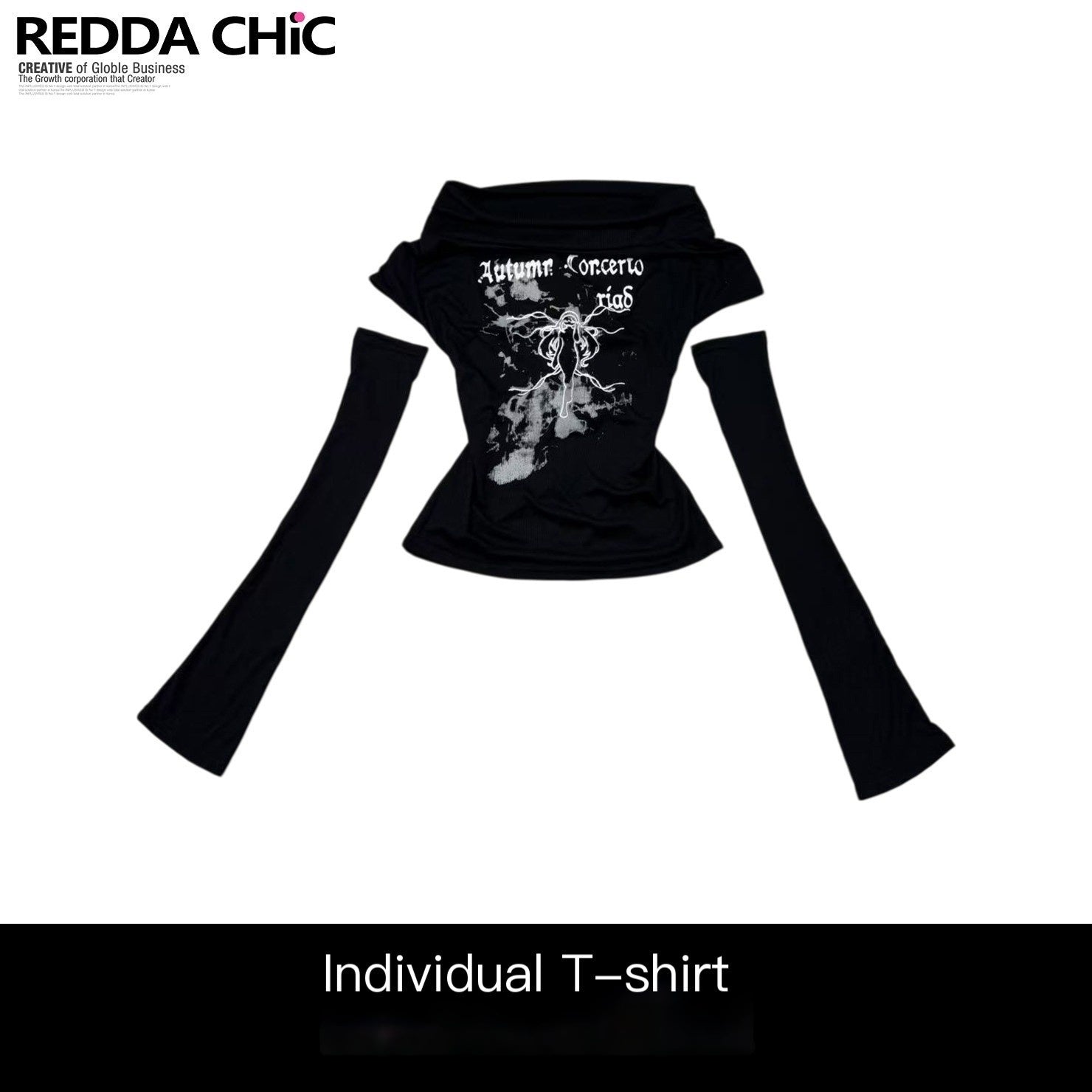 REDDACHIC_Dark_Vintage_Print_Boat_Neck_Cinched_Waist_Women'S_Short_Sleeve_T-Shirts_MISSTT