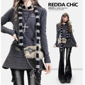 REDDACHIC_Deep_Gray_Striped_Patchwork_Brushed_Long_Sleeve_Women'S_Mini_Dresses_MISSTT