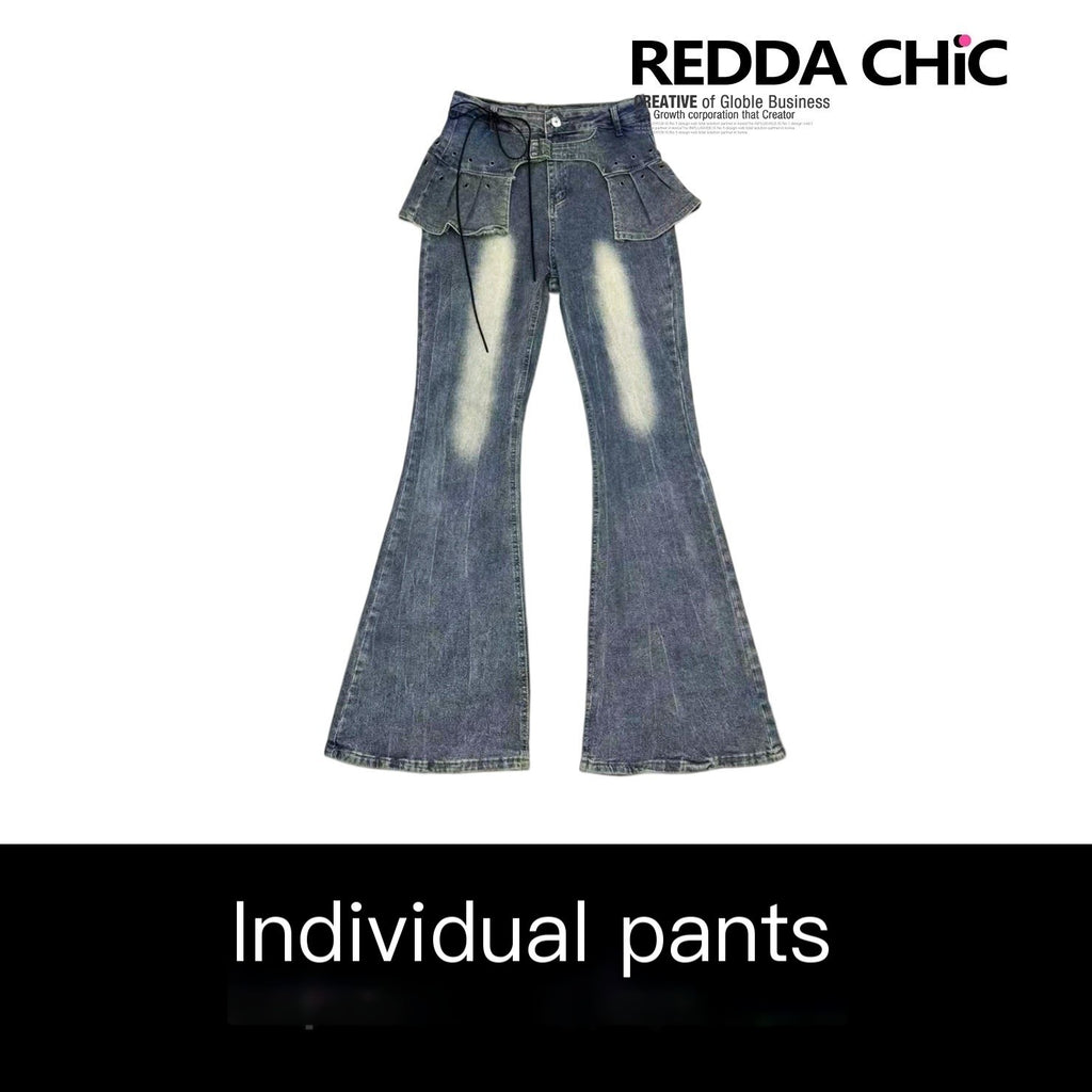 REDDACHIC_Distressed_Faux_Two_Piece_Slim_Dark_Wash_Women'S_Denim_Flare_Jeans_MISSTT
