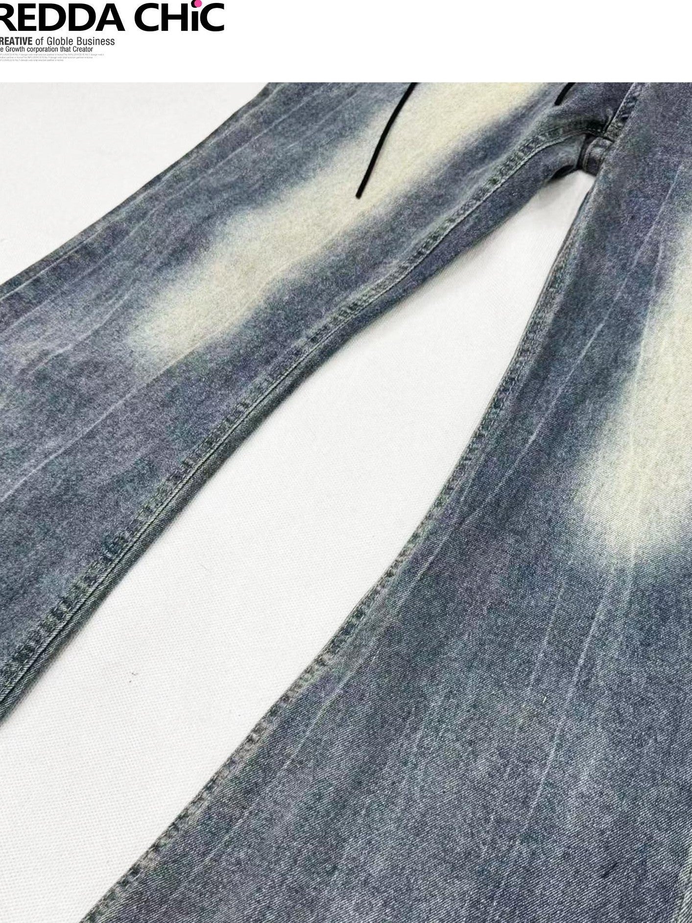 REDDACHIC Distressed Faux Two Piece Slim Dark Wash Women'S Denim Flare Jeans