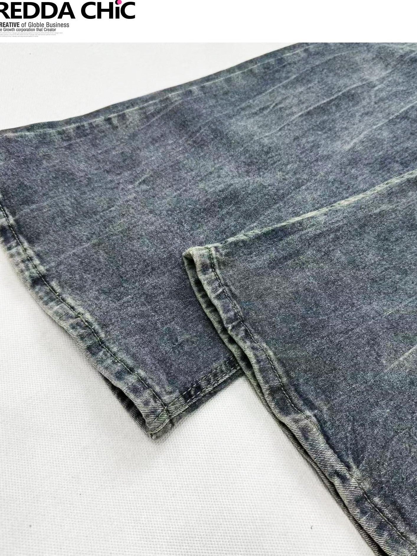 REDDACHIC Distressed Faux Two Piece Slim Dark Wash Women'S Denim Flare Jeans